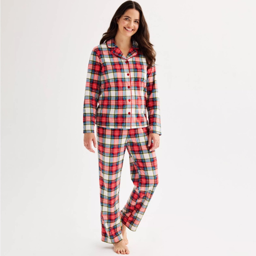 Jammies For Your Families women’s Jingle Bell Rock Fleece Notch Pajama set